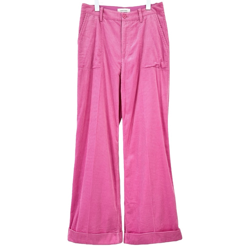 Samsoe Samsoe Kelly Trousers - Bubble Gum Pink Corduroy Wide Leg High Rise Pants